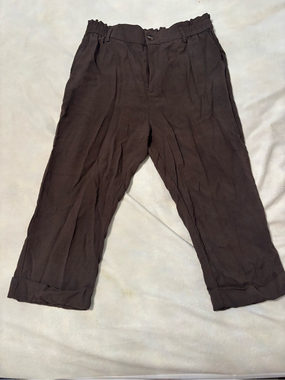 HALARA Women’s Brown Elastic-Waist Chinos